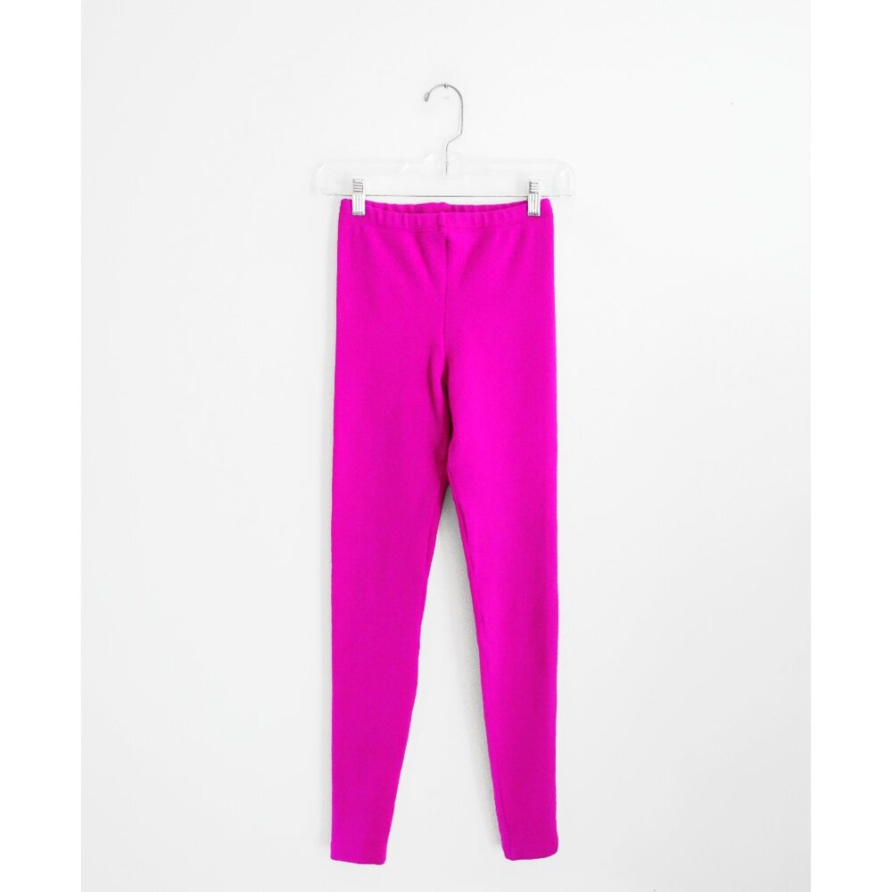 Vtg 80s Adrienne Vittadini Neon Pink Magenta Wool Angora Knit Leggings sz Small